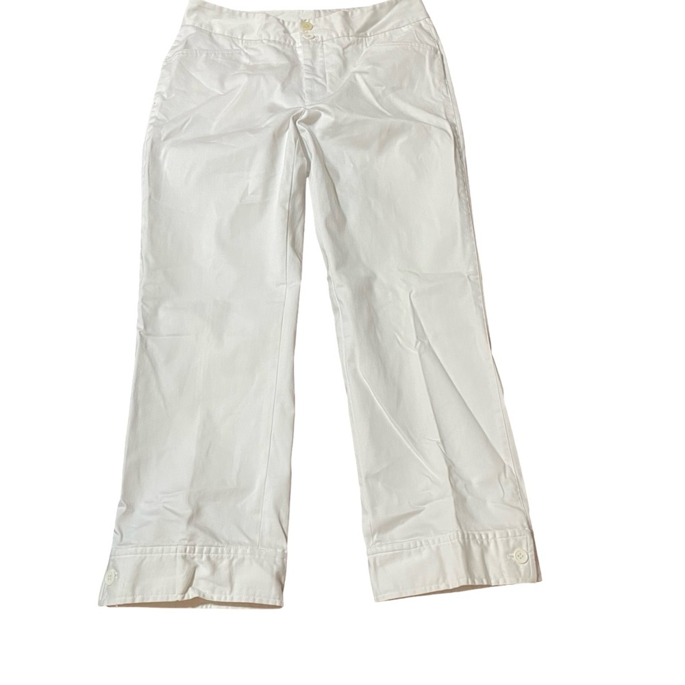 Nygard Collection White Capri pant cropped peddle pusher 6 cuffed cotton spandex - Picture 4 of 12